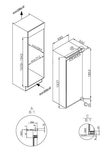 Встраиваемая холодильная камера KORTING KSI 1947