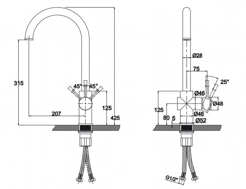 Смеситель KAISER Milos бронза