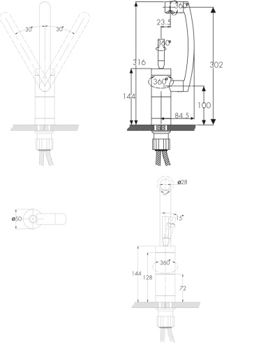 Смеситель KAISER Merkur для кухни (ВИТРИНА)